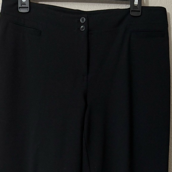 Eileen Fisher Soft Viscose Classic Black Straight Leg Pants. 2 Button Closure. - Picture 2 of 12
